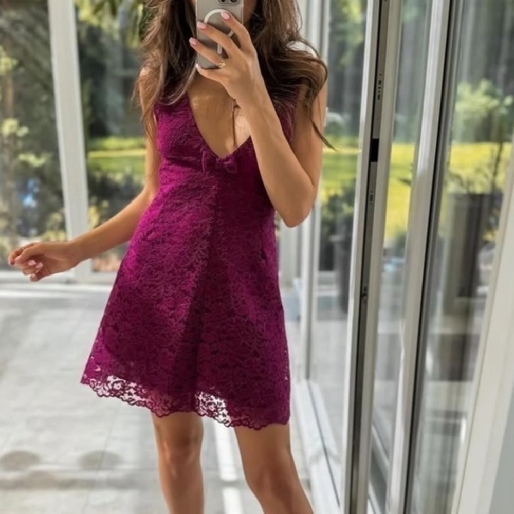 Zara NWT lace mini dress with bow 3373/490